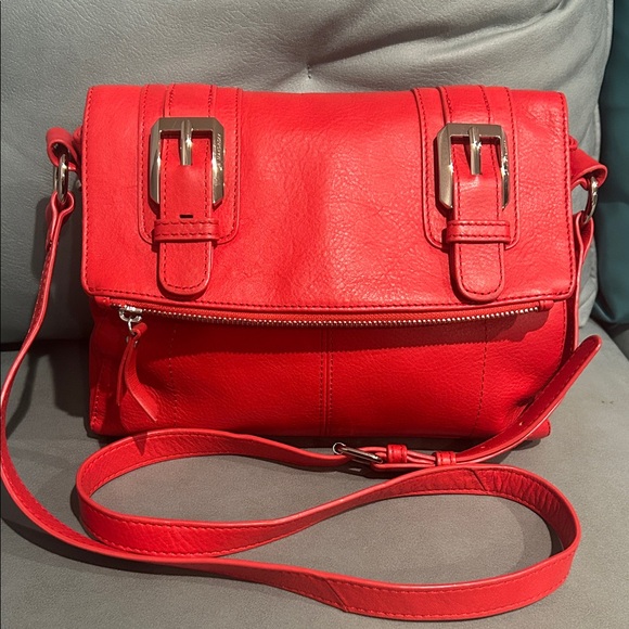 B Makowsky Luxury Red Leather Crossbody Bag